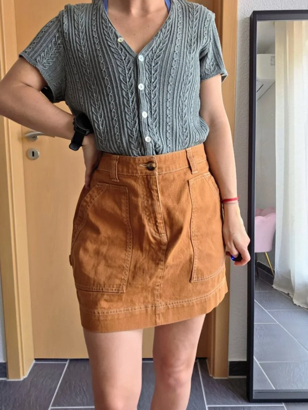 Old Navy Rust Brown Sly Fox Utility Cargo Carpenter Mini Skirt Size 4